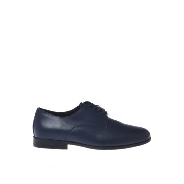 Pantofi de piele cu siret - Bleumarin