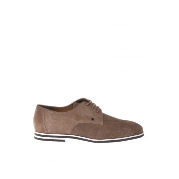 Pantofi de piele intoarsa cu perforatii - Bej