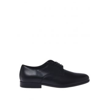 Pantofi de piele intoarsa cu siret - Negru