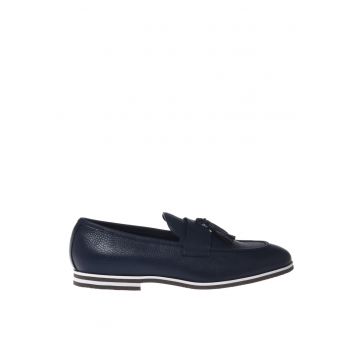 Pantofi loafer de piele cu canafi - Albastru indigo