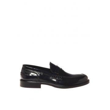 Pantofi loafer de piele cu talpa plata - Albastru ultramarin