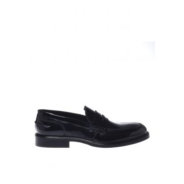 Pantofi loafer de piele uni - Negru