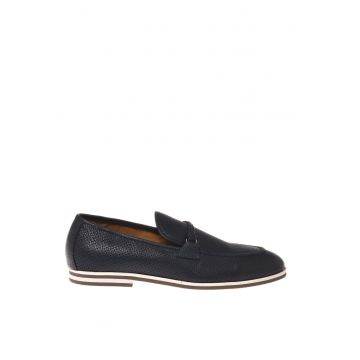 Pantofi loaferde piele perforata - Albastru indigo