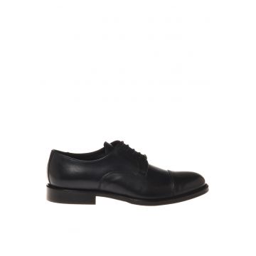 Pantofi Oxford de piele cu varf rotund - Albastru ultramarin