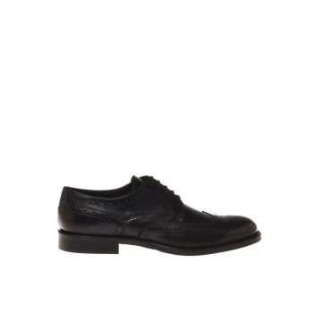 Pantofi Oxford din piele cu perforatii - Negru