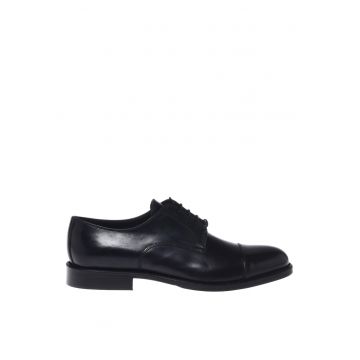 Pantofi Oxford din piele cu varf rotund - Negru