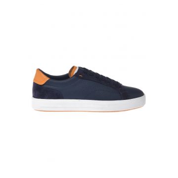 Pantofi sport de piele cu insertii de piele intoarsa - Albastru