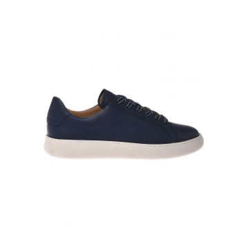 Pantofi sport de piele cu varf rotund - Bleumarin