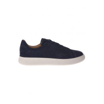 Pantofi sport de piele intoarsa cu varf rotund - Bleumarin