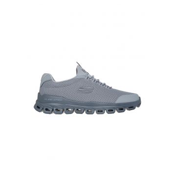 Pantofi sport din plasa cu logo Glide Step - Gri inchis