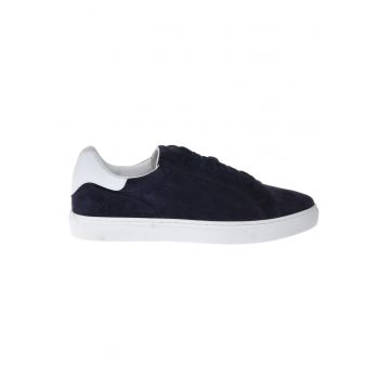 Pantofi sport low-cut cu piele intoarsa - Albastru indigo