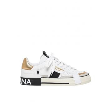 Portofino 2.Zero Lace-Up Sneakers White/Black/Gold for men - Alb/Auriu/Negru