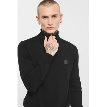 Pulover tricotat fin din amestec de bumbac Akiro - Negru