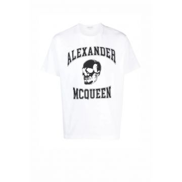 skull logo-print T-shirt White - Alb