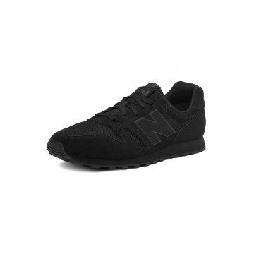 Tenisi barbati -  piele naturala - negru - material textil
