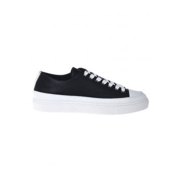 Tenisi low-cut de piele intoarsa - Negru