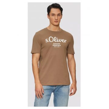 Tricou barbati cu decolteu la baza gatului din bumbac - Regular Fit - Maro