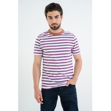 Tricou cu dungi Austin - Alb/Deep Purple