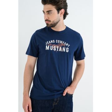 Tricou cu logo Austin - Alb/Bleumarin