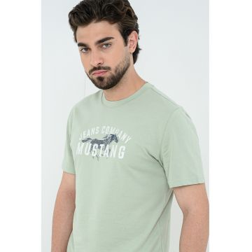 Tricou cu logo Austin - Alb/Verde masliniu pal