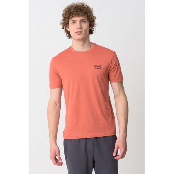 Tricou cu model uni Gircollo - Portocaliu persan