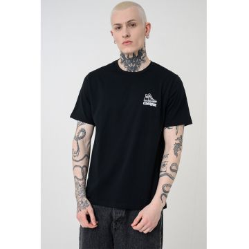 Tricou de bumbac cu imprimeu discret - Negru/Alb murdar