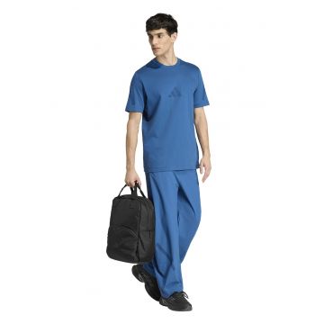 Tricou de bumbac cu model monograma Z.N.E - Albastru petrol