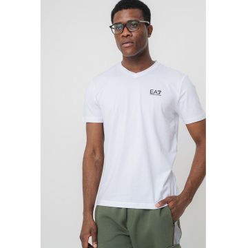 Tricou din amestec de bumbac cu logo - Negru/Alb optic