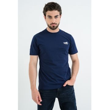 Tricou din bumbac Austin - Alb/Bleumarin