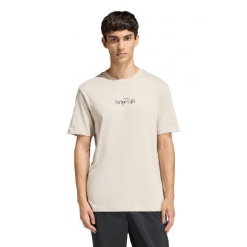 Tricou din bumbac cu imprimeu pe partea din spate - Negru/Bej/Roz