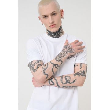 Tricou din bumbac cu imprimeu pe piept - Alb