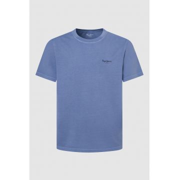 Tricou din bumbac cu logo discret Jacko - Albastru pastel