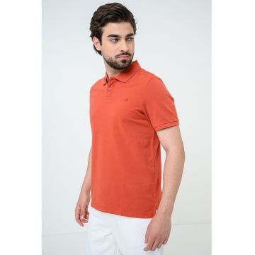 Tricou polo din bumbac Palco - Caramiziu