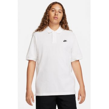 Tricou polo din material pique cu logo - Alb optic