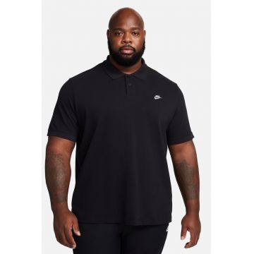 Tricou polo din material pique cu logo - Negru