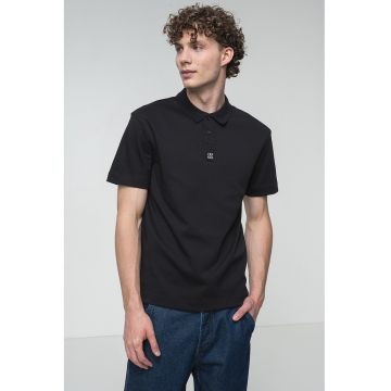 Tricou polo regular-fit de bumbac Deabono - Negru stins