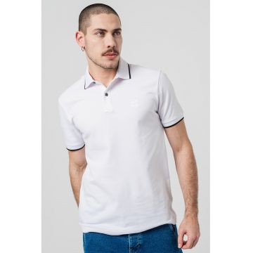 Tricou polo slim fit Passertip - Alb optic