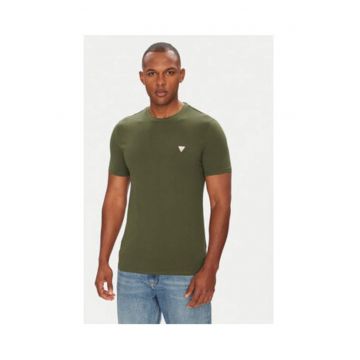 Tricou regular fit din bumbac cu logo discret si terminatie striata