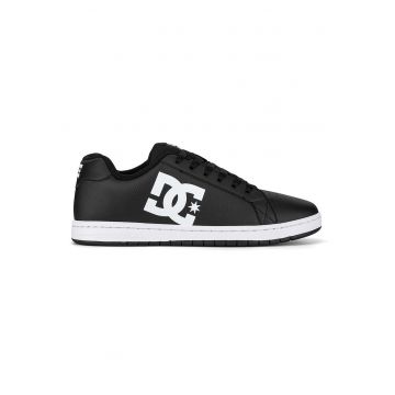 Adidasi barbati -  piele naturala - negru cu logo alb -