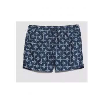 Big Sizes Costum de baie barbati big sizes - imprimeu cu model - Relaxed Fit - Albastru inchis