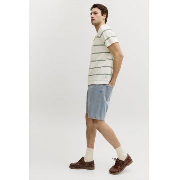 Blugi scurti cu design 5 buzunare - Albastru prafuit
