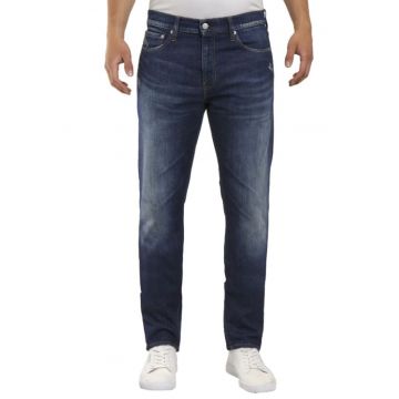 Blugi slim fit cu aspect usor decolorat