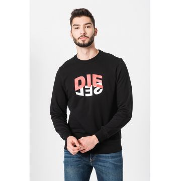Bluza sport cu decolteu la baza gatului si imprimeu logo S-Girk - Rosu/Alb/Negru