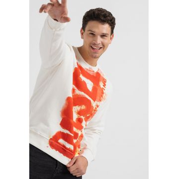 Bluza sport din bumbac cu imprimeu logo supradimensionat Ginn - Rosu/Crem