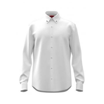 Camasa uni slim fit cu nasturi din amestec de bumbac