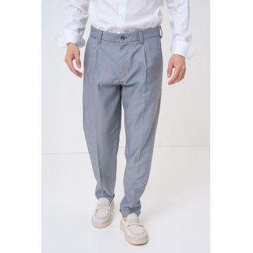 Pantaloni conici din amestec de in Kerin - Albastru prafuit