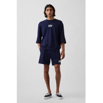 Pantaloni scurti cu logo si snur - Bleumarin