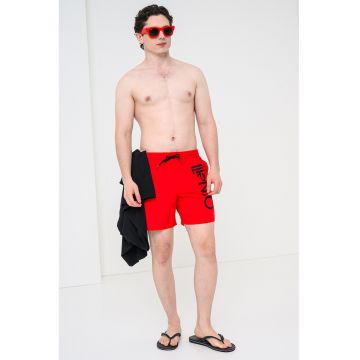 Pantaloni scurti de baie cu logo Cali - Negru/Rosu aprins