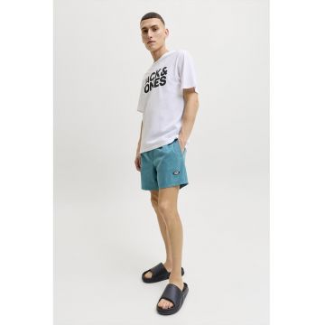 Pantaloni scurti de baie cu snur in talie - Albastru aquamarin