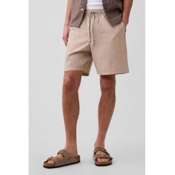 Pantaloni scurti din in si bumbac - Bej